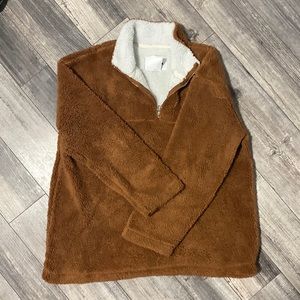 fluffy brown teddy jacket size : 1X